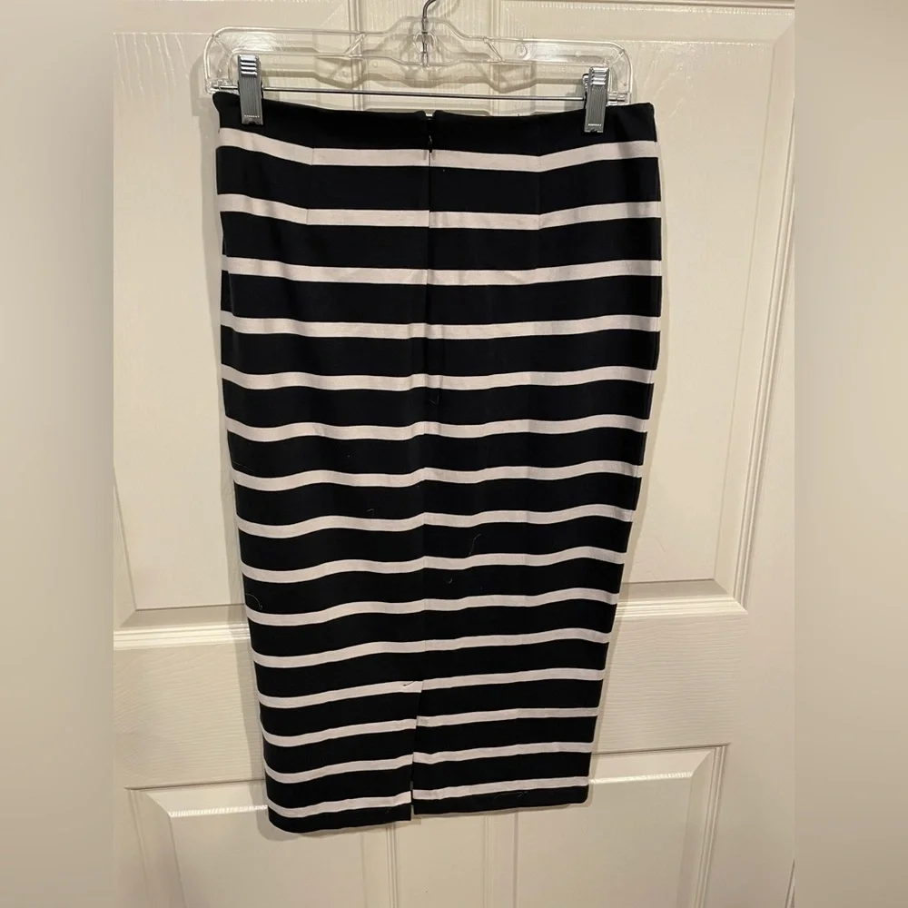 J Crew Cotton Striped Black and White Pencil Skirt